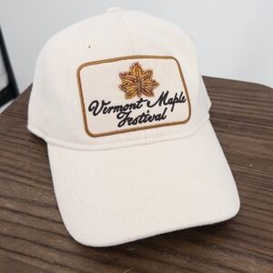 Anthropologie Vermont Maple Festival Beaded Leaf Fall Tan Baseball Cap Hat NWT